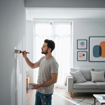 Person painting a wall in a home improvement project